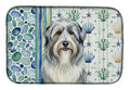Bearded Collie Coastal Sea Glass Dish Drying Mat Absorbent Dish Drying Mat Pad for Kitchen Counter Dish Drainer Mat for Countertop, 14 x 21", Multicolor