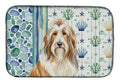 Fawn Bearded Collie Coastal Sea Glass Dish Drying Mat Absorbent Dish Drying Mat Pad for Kitchen Counter Dish Drainer Mat for Countertop, 14 x 21", Multicolor