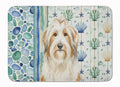 White and Tan Bearded Collie Coastal Sea Glass Memory Foam Kitchen Mat Machine Washable Anti-Fatigue Cushion Comfort Bath or Kitchen Rug