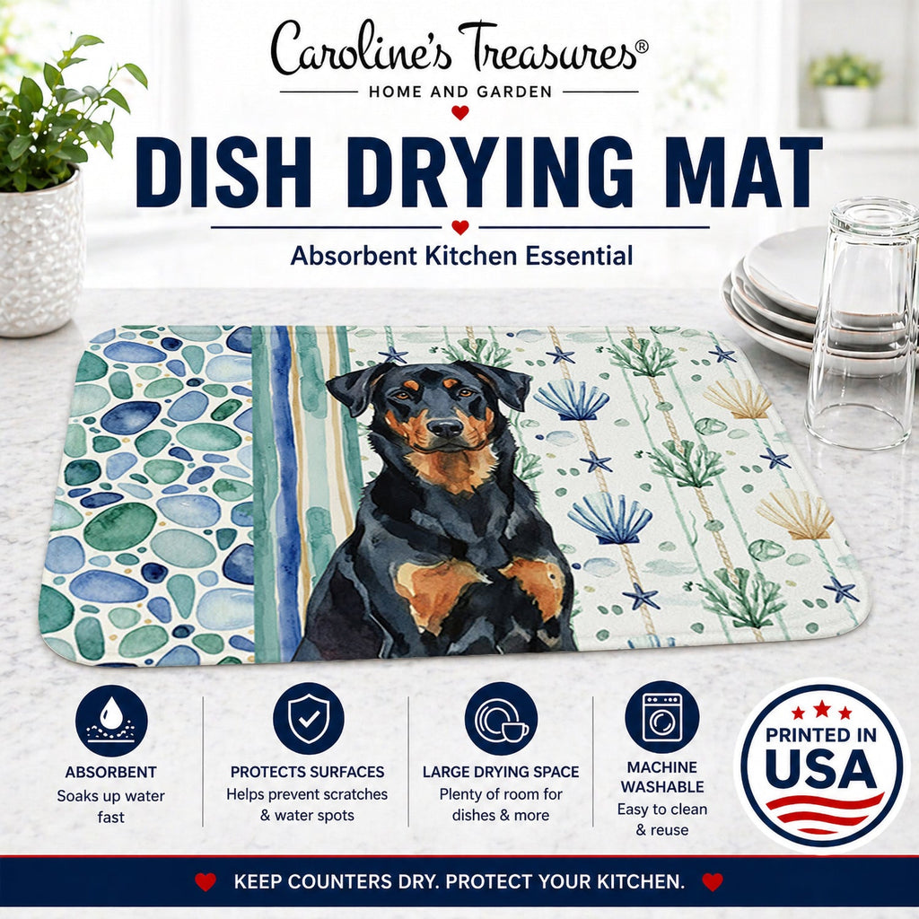 Beauceron Coastal Sea Glass Dish Drying Mat Absorbent Dish Drying Mat Pad for Kitchen Counter Dish Drainer Mat for Countertop, 14 x 21", Multicolor