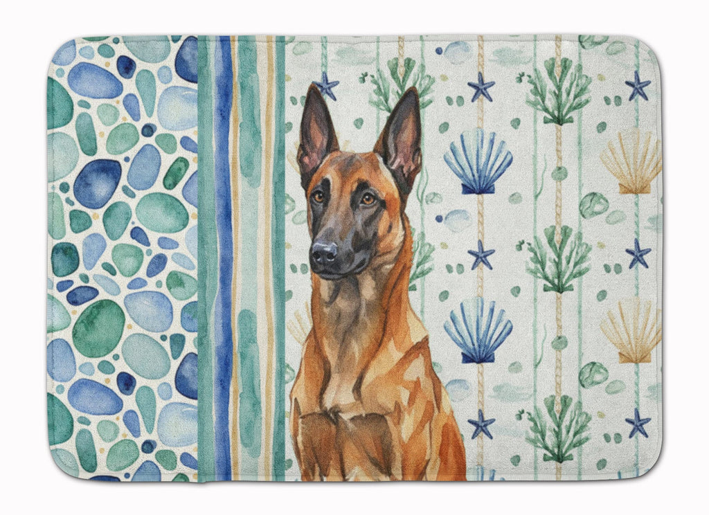 Mahogany Belgian Malinois Coastal Sea Glass Memory Foam Kitchen Mat Machine Washable Anti-Fatigue Cushion Comfort Bath or Kitchen Rug