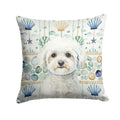 Bichon Frise Coastal Sea Glass Decorative Throw Pillow 14x14 Indoor Outdoor Accent Cushion, Fabric Cover with Insert for Sofa, Bed, Porch & Living Room