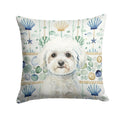 Bichon Frise Coastal Sea Glass Decorative Throw Pillow 18x18 Indoor Outdoor Accent Cushion, Fabric Cover with Insert for Sofa, Bed, Porch & Living Room