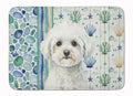 Bichon Frise Coastal Sea Glass Memory Foam Kitchen Mat Machine Washable Anti-Fatigue Cushion Comfort Bath or Kitchen Rug