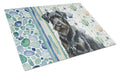 Black Russian Terrier Coastal Sea Glass Cutting Board Tempered Glass Kitchen Cutting Surface, Heat Resistant Chopping, Non-Slip Feet, Food Prep & Serving