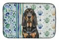 Black and Tan Bloodhound Coastal Sea Glass Dish Drying Mat Absorbent Dish Drying Mat Pad for Kitchen Counter Dish Drainer Mat for Countertop, 14 x 21", Multicolor