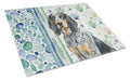 Bluetick Coonhound Coastal Sea Glass Cutting Board Tempered Glass Kitchen Cutting Surface, Heat Resistant Chopping, Non-Slip Feet, Food Prep & Serving
