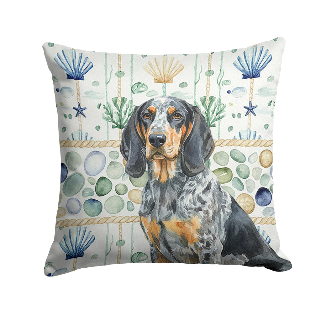Bluetick Coonhound Coastal Sea Glass Decorative Throw Pillow 18x18 Indoor Outdoor Accent Cushion, Fabric Cover with Insert for Sofa, Bed, Porch & Living Room