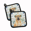Fawn Boerboel Coastal Sea Glass Pot Holder Set of 2 Heat Resistant Quilted Hot Pads 7.5 x 7.5 Inch, Insulated Kitchen Trivets for Cooking & Baking