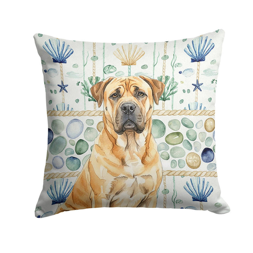 Fawn Boerboel Coastal Sea Glass Decorative Throw Pillow 18x18 Indoor Outdoor Accent Cushion, Fabric Cover with Insert for Sofa, Bed, Porch & Living Room