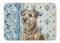Grizzle and Tan Border Terrier Coastal Sea Glass Memory Foam Kitchen Mat Machine Washable Anti-Fatigue Cushion Comfort Bath or Kitchen Rug