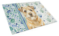 Wheaten Border Terrier Coastal Sea Glass Cutting Board Tempered Glass Kitchen Cutting Surface, Heat Resistant Chopping, Non-Slip Feet, Food Prep & Serving