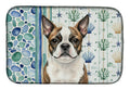 Brindle Boston Terrier Coastal Sea Glass Dish Drying Mat Absorbent Dish Drying Mat Pad for Kitchen Counter Dish Drainer Mat for Countertop, 14 x 21", Multicolor