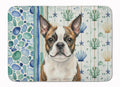 Brindle Boston Terrier Coastal Sea Glass Memory Foam Kitchen Mat Machine Washable Anti-Fatigue Cushion Comfort Bath or Kitchen Rug