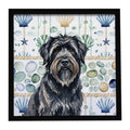 Bouvier des Flandres Coastal Sea Glass Framed Metal Print Bathroom, Kitchen, Office, Home Decor Wall Art Ready to Hang, Square, 8X8
