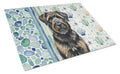 Brindle Bouvier des Flandres Coastal Sea Glass Cutting Board Tempered Glass Kitchen Cutting Surface, Heat Resistant Chopping, Non-Slip Feet, Food Prep & Serving
