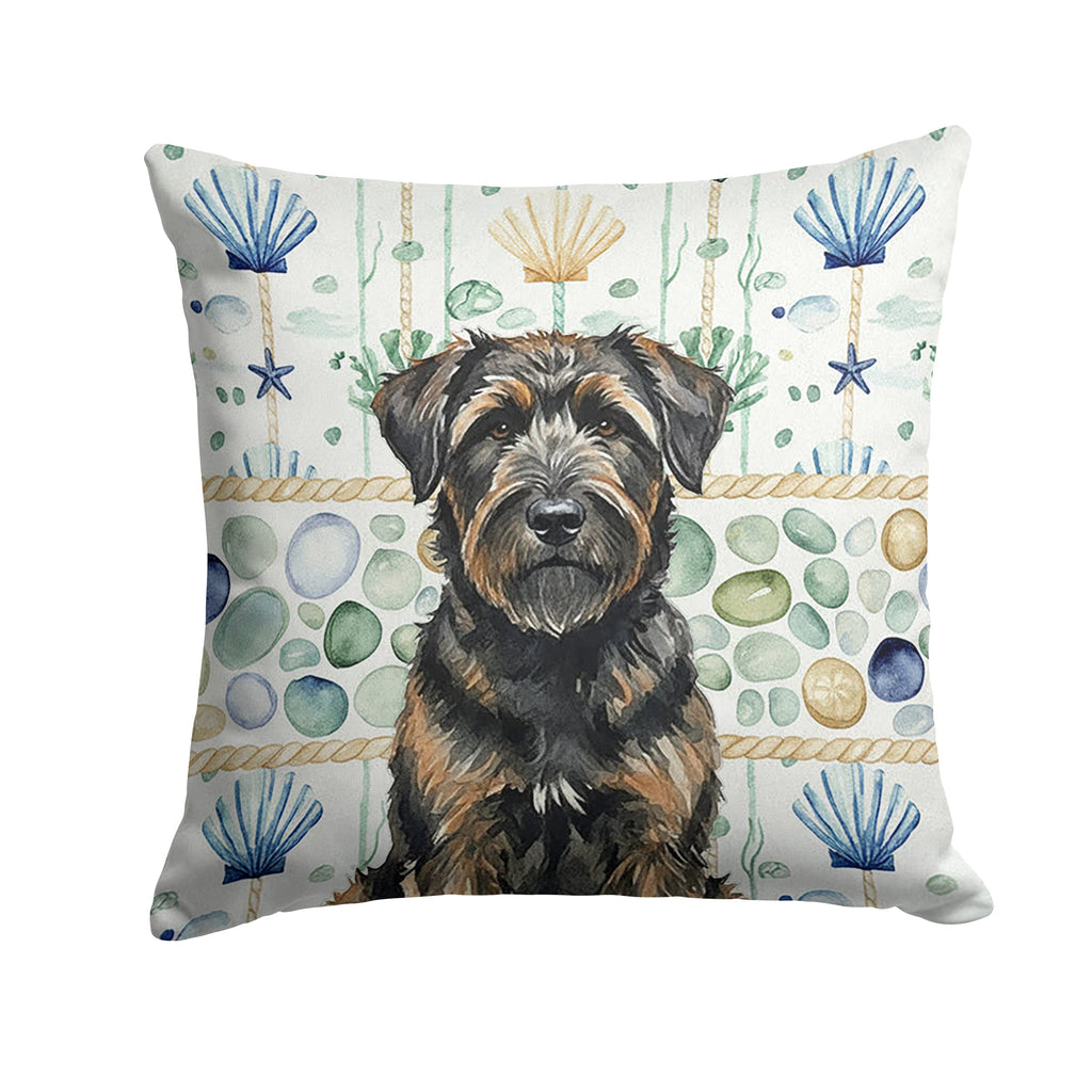 Brindle Bouvier des Flandres Coastal Sea Glass Decorative Throw Pillow 18x18 Indoor Outdoor Accent Cushion, Fabric Cover with Insert for Sofa, Bed, Porch & Living Room