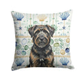 Brindle Bouvier des Flandres Coastal Sea Glass Decorative Throw Pillow 18x18 Indoor Outdoor Accent Cushion, Fabric Cover with Insert for Sofa, Bed, Porch & Living Room