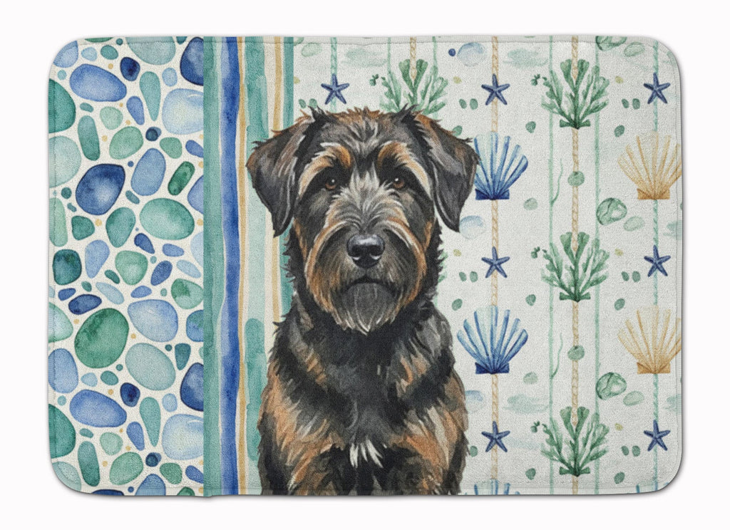 Brindle Bouvier des Flandres Coastal Sea Glass Memory Foam Kitchen Mat Machine Washable Anti-Fatigue Cushion Comfort Bath or Kitchen Rug