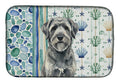 Gray Bouvier des Flandres Coastal Sea Glass Dish Drying Mat Absorbent Dish Drying Mat Pad for Kitchen Counter Dish Drainer Mat for Countertop, 14 x 21", Multicolor