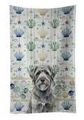 Gray Bouvier des Flandres Coastal Sea Glass Kitchen Towel Velour Plush Front and Cotton Loop Back Machine Washable