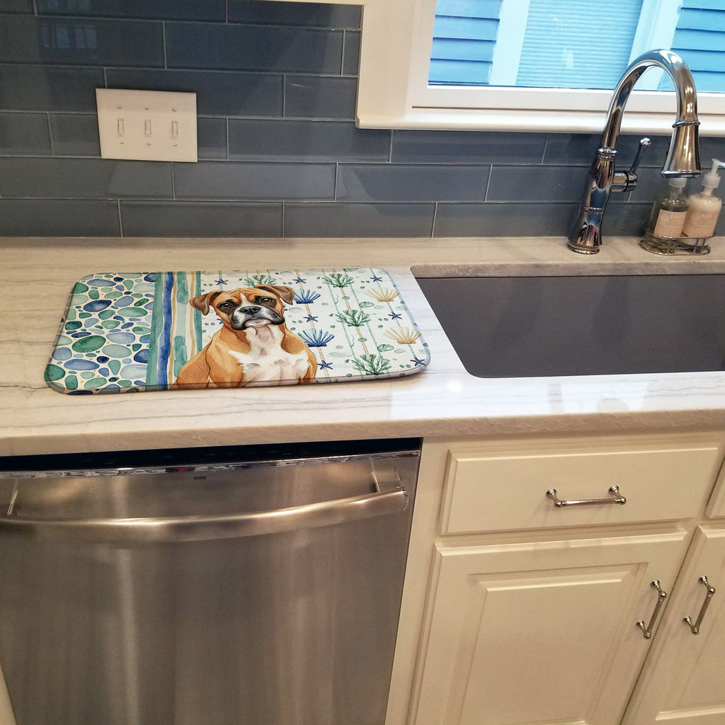 Boxer Coastal Sea Glass Dish Drying Mat Absorbent Dish Drying Mat Pad for Kitchen Counter Dish Drainer Mat for Countertop, 14 x 21", Multicolor
