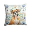 Boxer Coastal Sea Glass Decorative Throw Pillow 14x14 Indoor Outdoor Accent Cushion, Fabric Cover with Insert for Sofa, Bed, Porch & Living Room