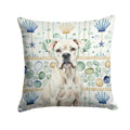 White Boxer Coastal Sea Glass Decorative Throw Pillow 18x18 Indoor Outdoor Accent Cushion, Fabric Cover with Insert for Sofa, Bed, Porch & Living Room
