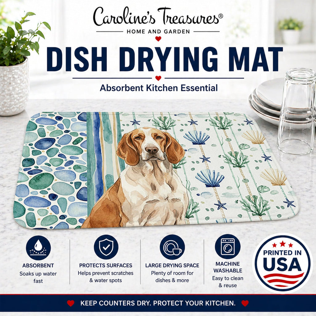 Bracco Italiano Coastal Sea Glass Dish Drying Mat Absorbent Dish Drying Mat Pad for Kitchen Counter Dish Drainer Mat for Countertop, 14 x 21", Multicolor