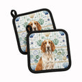 Bracco Italiano Coastal Sea Glass Pot Holder Set of 2 Heat Resistant Quilted Hot Pads 7.5 x 7.5 Inch, Insulated Kitchen Trivets for Cooking & Baking