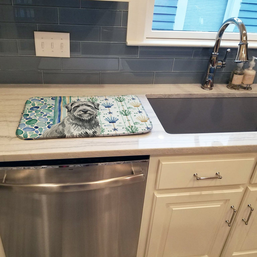 Gray Briard Coastal Sea Glass Dish Drying Mat Absorbent Dish Drying Mat Pad for Kitchen Counter Dish Drainer Mat for Countertop, 14 x 21", Multicolor