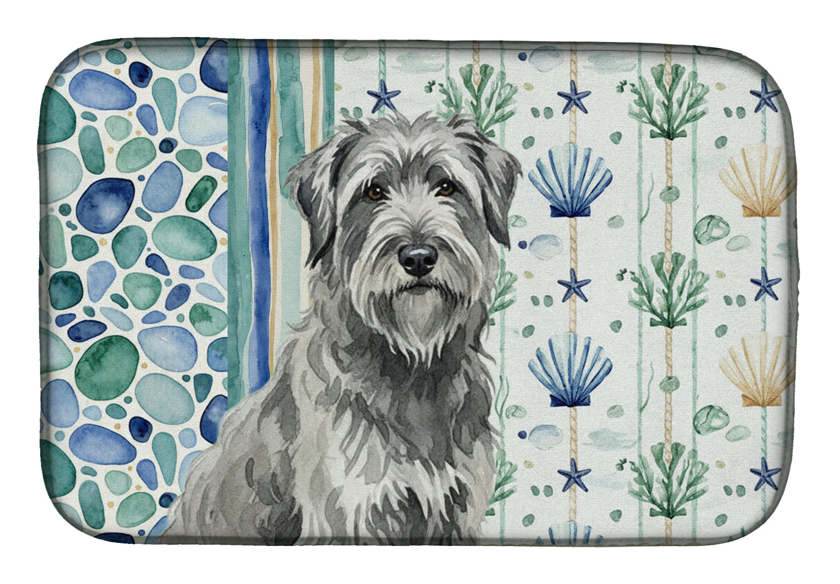 Gray Briard Coastal Sea Glass Dish Drying Mat Absorbent Dish Drying Mat Pad for Kitchen Counter Dish Drainer Mat for Countertop, 14 x 21", Multicolor