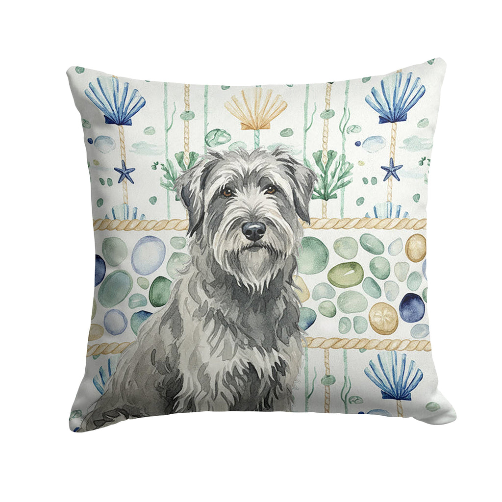 Gray Briard Coastal Sea Glass Decorative Throw Pillow 18x18 Indoor Outdoor Accent Cushion, Fabric Cover with Insert for Sofa, Bed, Porch & Living Room