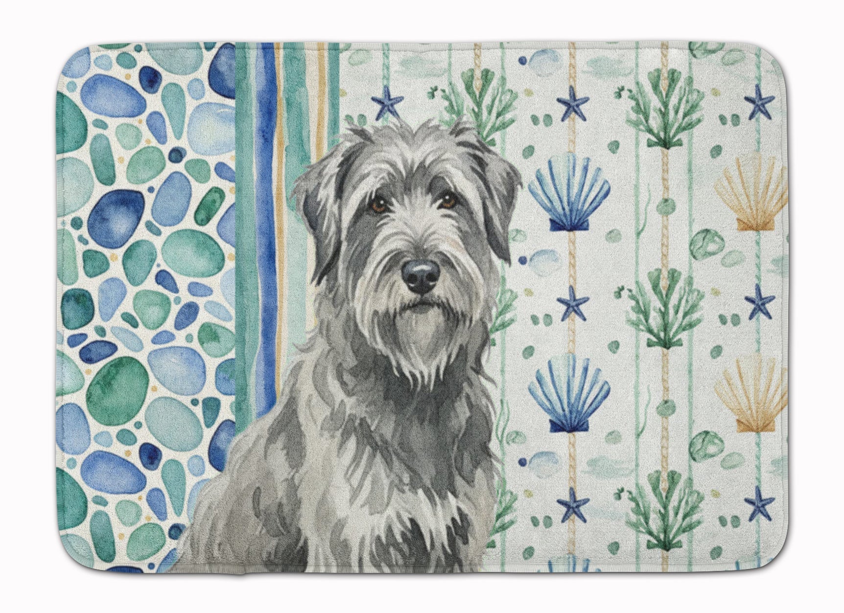 Gray Briard Coastal Sea Glass Memory Foam Kitchen Mat Machine Washable Anti-Fatigue Cushion Comfort Bath or Kitchen Rug