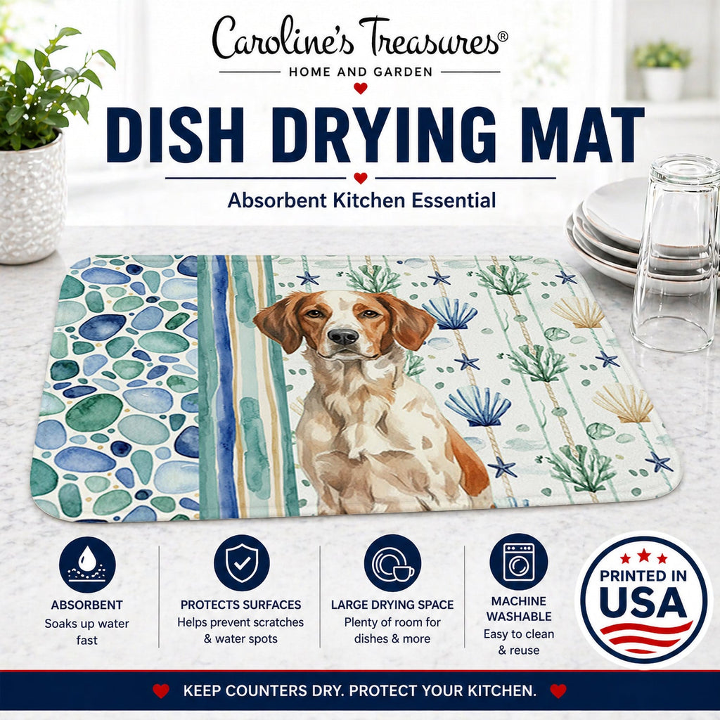 Roan Brittany Coastal Sea Glass Dish Drying Mat Absorbent Dish Drying Mat Pad for Kitchen Counter Dish Drainer Mat for Countertop, 14 x 21", Multicolor