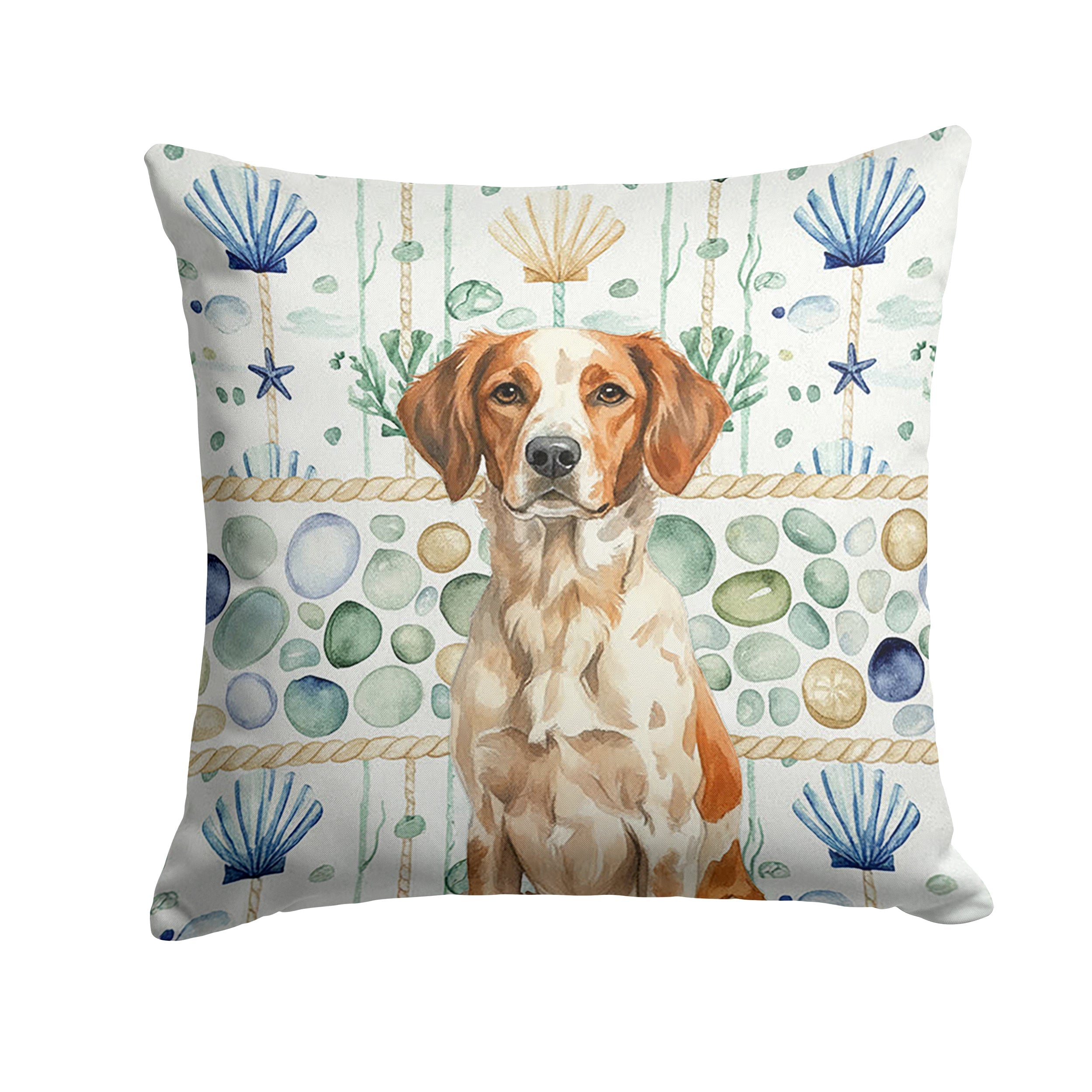 Roan Brittany Coastal Sea Glass Decorative Throw Pillow 18x18 Indoor Outdoor Accent Cushion, Fabric Cover with Insert for Sofa, Bed, Porch & Living Room
