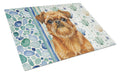 Belge Brussels Griffon Coastal Sea Glass Cutting Board Tempered Glass Kitchen Cutting Surface, Heat Resistant Chopping, Non-Slip Feet, Food Prep & Serving