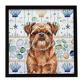 Red Brussels Griffon Coastal Sea Glass Framed Metal Print Bathroom, Kitchen, Office, Home Decor Wall Art Ready to Hang, Square, 8X8
