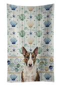 Brindle and White Bull Terrier Coastal Sea Glass Kitchen Towel Velour Plush Front and Cotton Loop Back Machine Washable