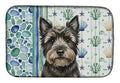 Black Cairn Terrier Coastal Sea Glass Dish Drying Mat Absorbent Dish Drying Mat Pad for Kitchen Counter Dish Drainer Mat for Countertop, 14 x 21", Multicolor