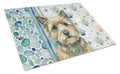 Cairn Terrier Coastal Sea Glass Cutting Board Tempered Glass Kitchen Cutting Surface, Heat Resistant Chopping, Non-Slip Feet, Food Prep & Serving