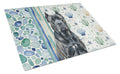 Cane Corso Coastal Sea Glass Cutting Board Tempered Glass Kitchen Cutting Surface, Heat Resistant Chopping, Non-Slip Feet, Food Prep & Serving