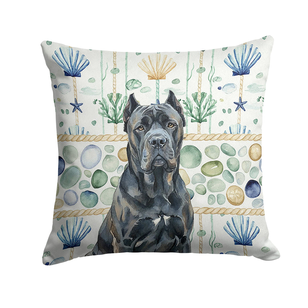 Cane Corso Coastal Sea Glass Decorative Throw Pillow 18x18 Indoor Outdoor Accent Cushion, Fabric Cover with Insert for Sofa, Bed, Porch & Living Room
