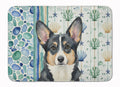 Black and White Cardigan Welsh Corgi Coastal Sea Glass Memory Foam Kitchen Mat Machine Washable Anti-Fatigue Cushion Comfort Bath or Kitchen Rug