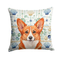 Red Cardigan Welsh Corgi Coastal Sea Glass Decorative Throw Pillow 18x18 Indoor Outdoor Accent Cushion, Fabric Cover with Insert for Sofa, Bed, Porch & Living Room