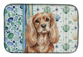 Ruby Cavalier Spaniel Coastal Sea Glass Dish Drying Mat Absorbent Dish Drying Mat Pad for Kitchen Counter Dish Drainer Mat for Countertop, 14 x 21", Multicolor