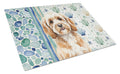 Cavapoo Coastal Sea Glass Cutting Board Tempered Glass Kitchen Cutting Surface, Heat Resistant Chopping, Non-Slip Feet, Food Prep & Serving