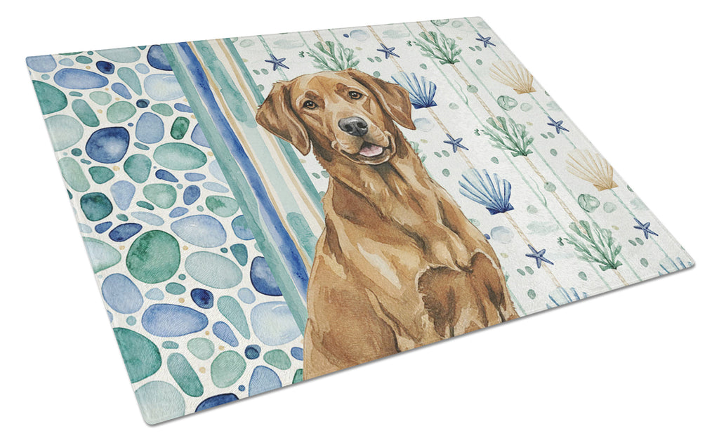Chesapeake Bay Retriever Coastal Sea Glass Cutting Board Tempered Glass Kitchen Cutting Surface, Heat Resistant Chopping, Non-Slip Feet, Food Prep & Serving