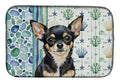 Black and Tan Chihuahua Coastal Sea Glass Dish Drying Mat Absorbent Dish Drying Mat Pad for Kitchen Counter Dish Drainer Mat for Countertop, 14 x 21", Multicolor