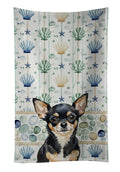 Black and Tan Chihuahua Coastal Sea Glass Kitchen Towel Velour Plush Front and Cotton Loop Back Machine Washable